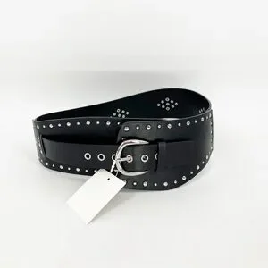 ZARA NWT Multi Studded Wide Belt LIMITED EDITION STUDDED LEATHER BELT - Beige | ZARA United  main image 4